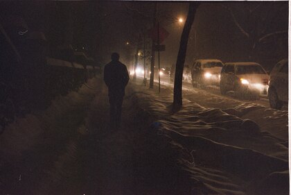 Dave walking in the snow